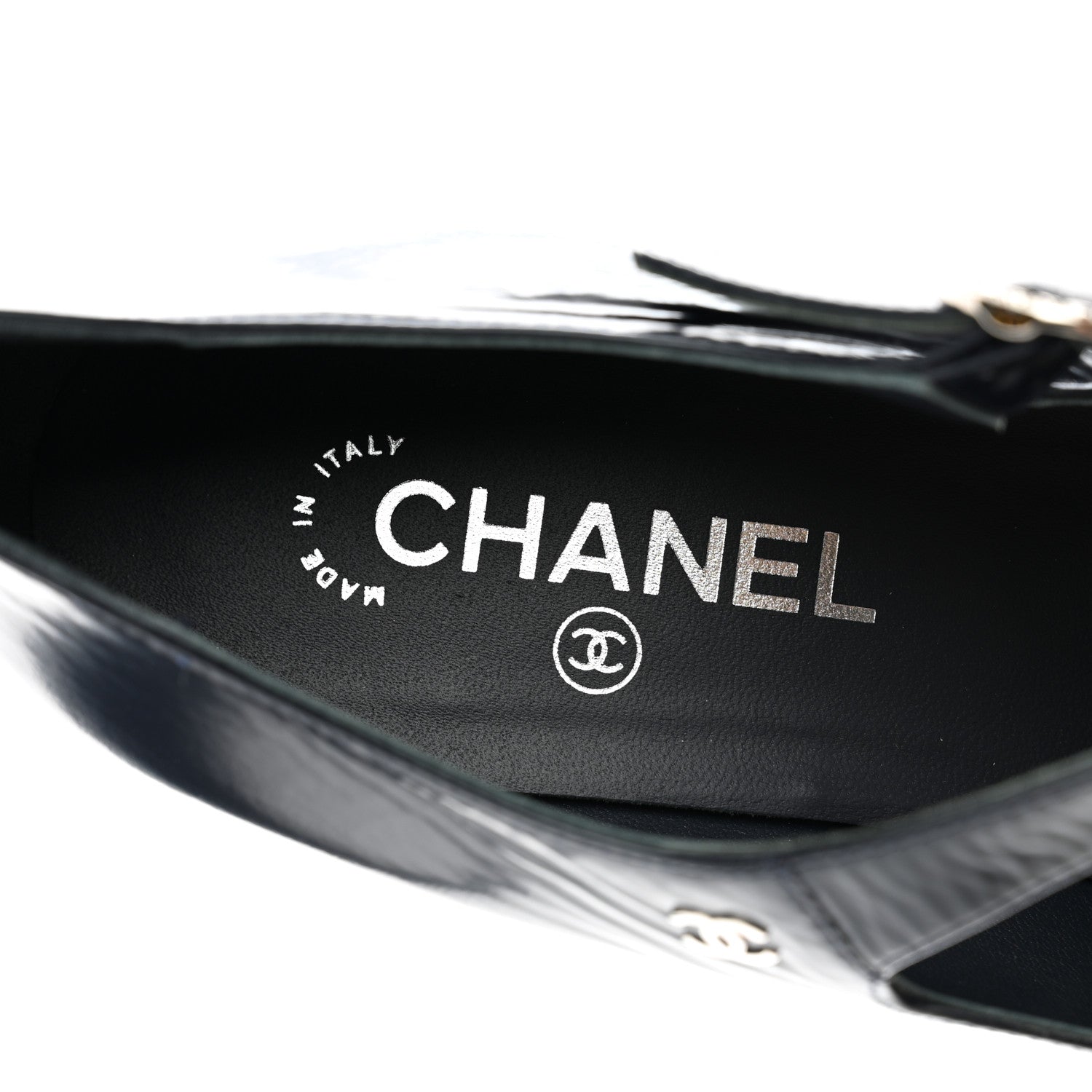 Chanel Shiny Goatskin Cap Toe Mary Jane Pumps 42 Navy Blue Dark Grey 7 of 9