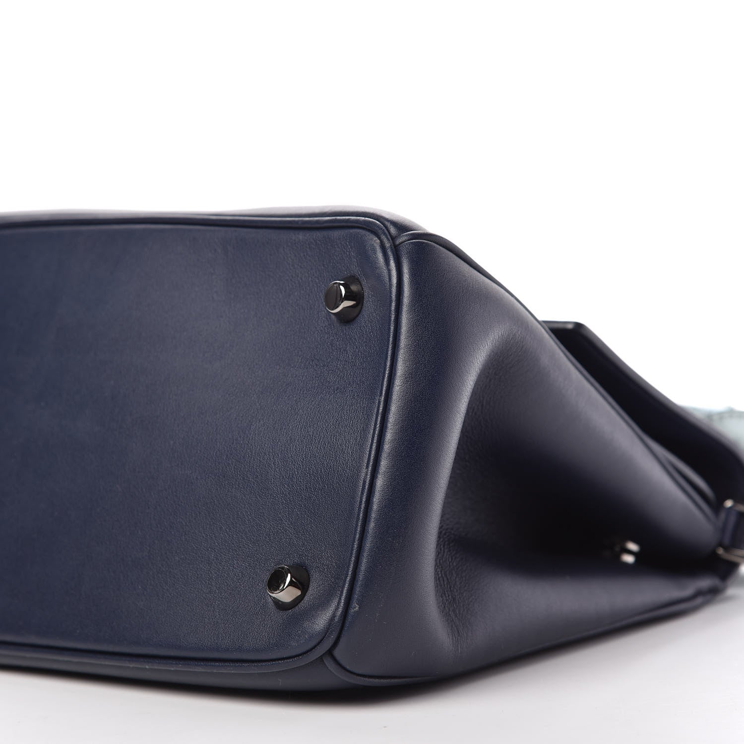 Christian Dior Metallic Patent Smooth Calfskin Small Be Dior Flap Navy Light Blue 7 of 9