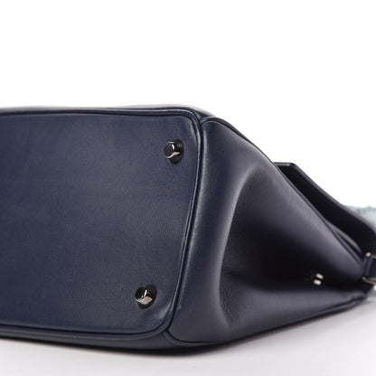 Christian Dior Metallic Patent Smooth Calfskin Small Be Dior Flap Navy Light Blue 7 of 9