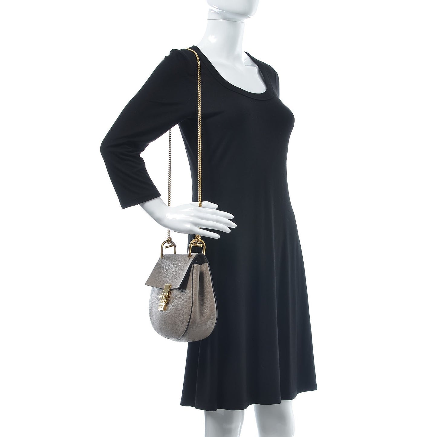 Grained Lambskin Mini Drew Shoulder Bag Motty Grey