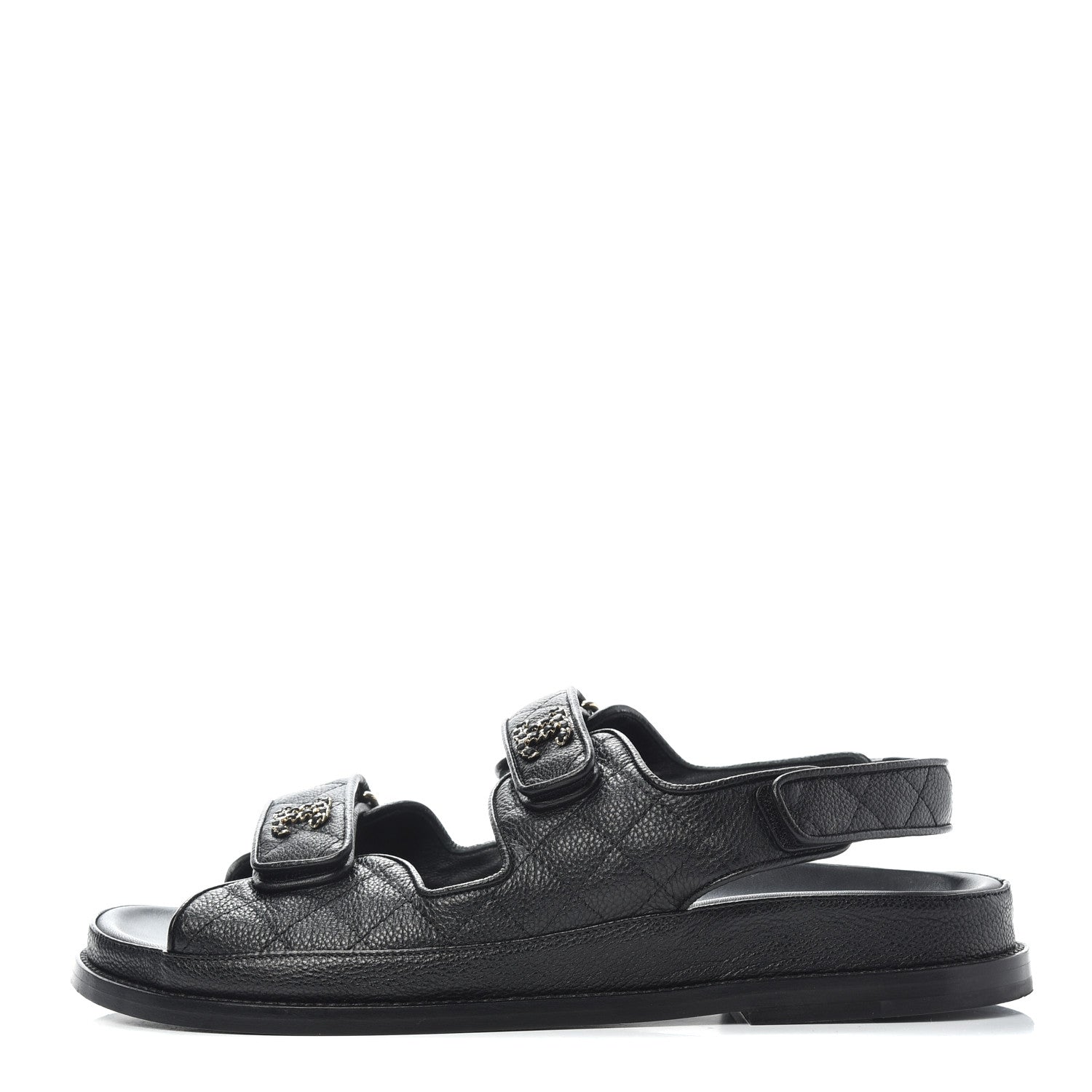 Chanel Grained Calfskin Velcro Dad Sandals 41 Black 1 of 11