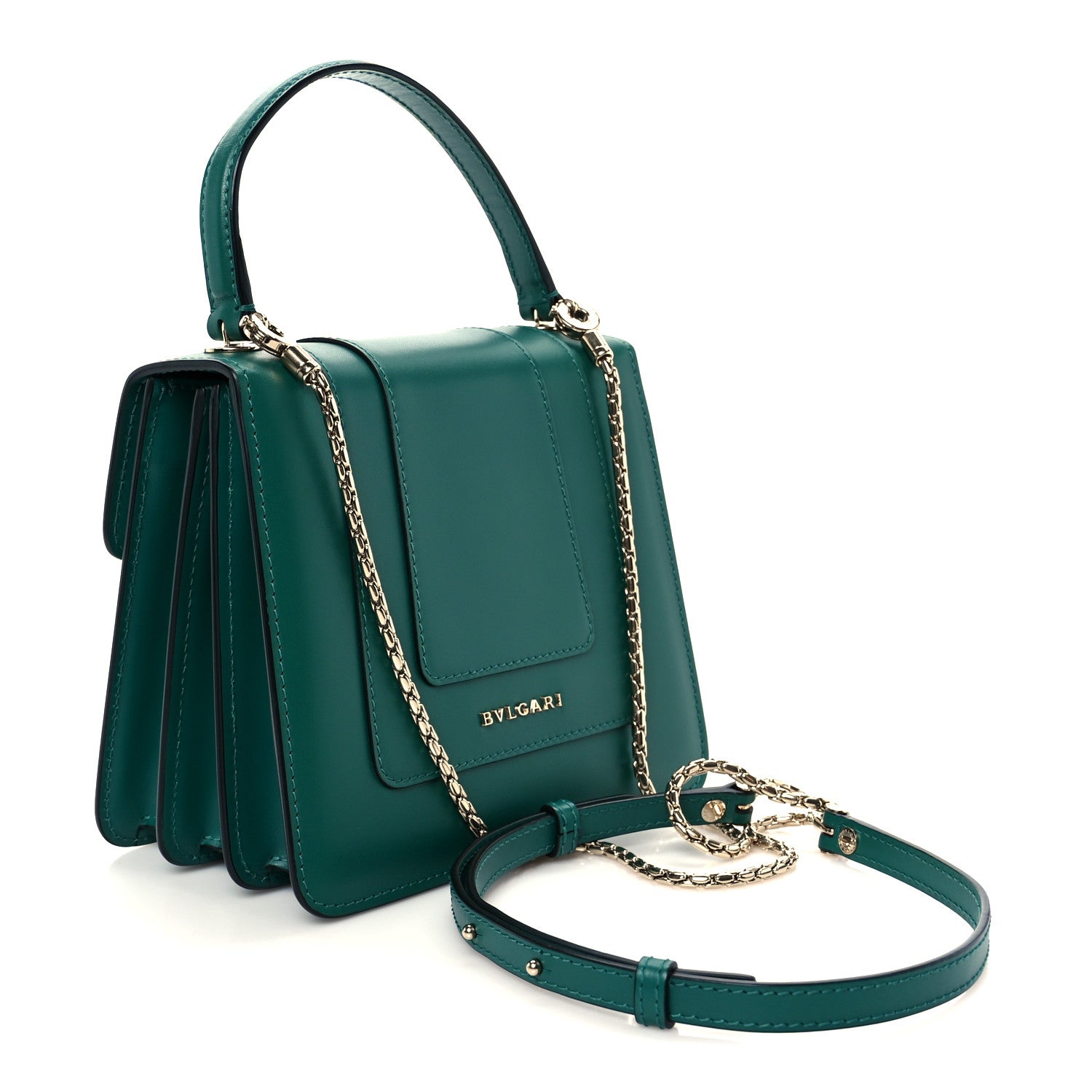 Bulgari Calfskin Serpenti Forever Top Handle Emerald Green 5 of 19