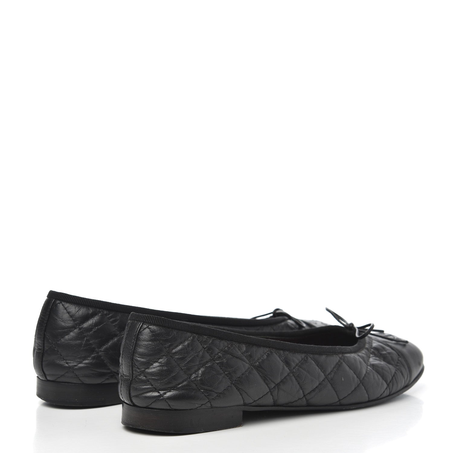 Chanel Aged Calfskin Quilted CC Cap Toe Ballerina Flats 38.5 Black 4 of 20