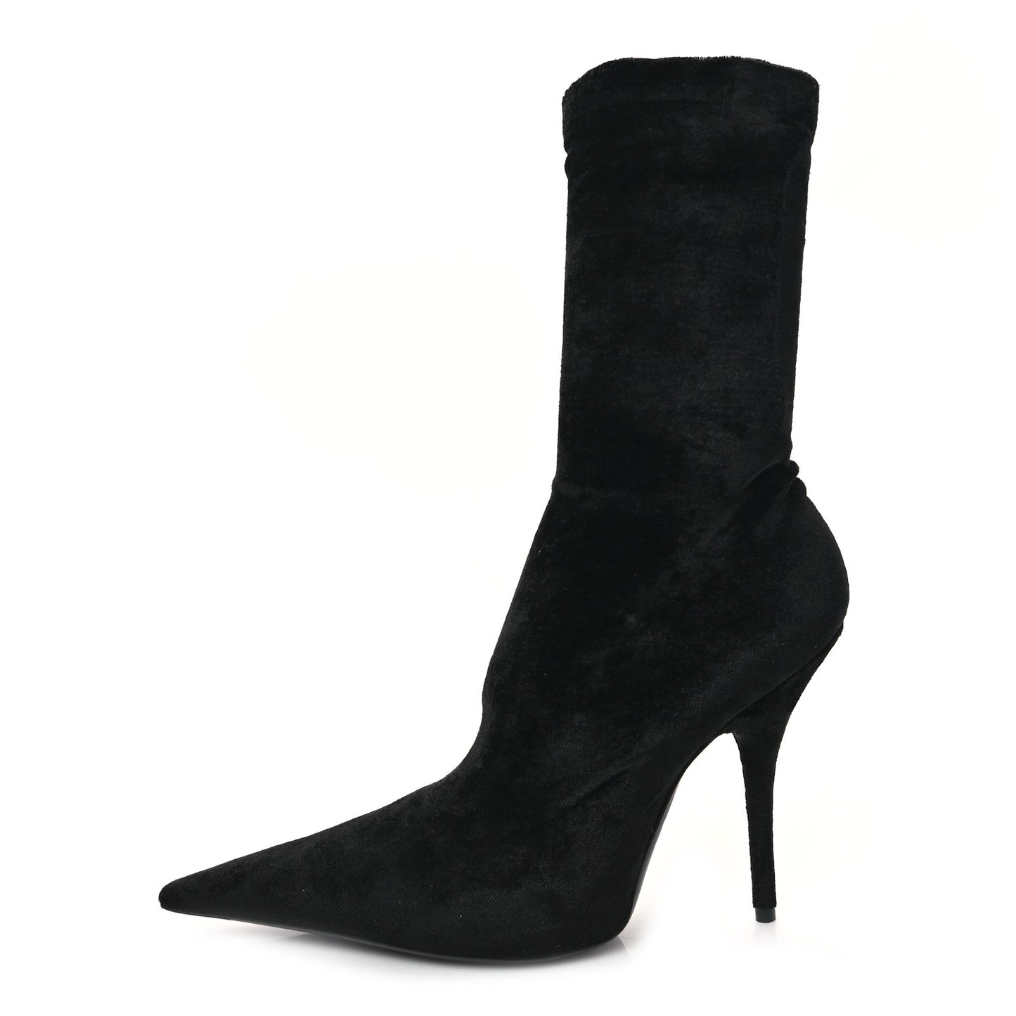 Velvet Spandex Extreme Pointed Toe Knife Ankle Boots 38 Black