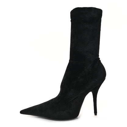 Balenciaga Velvet Spandex Extreme Pointed Toe Knife Ankle Boots 38 Black 1 of 8