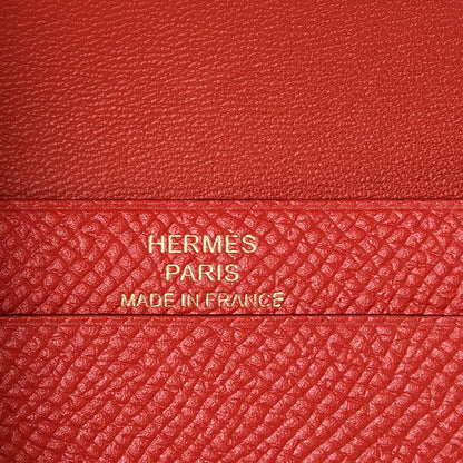 Hermes Epsom Bearn Card Holder Wallet Rouge Tomate 6 of 8