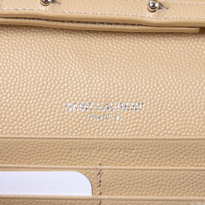 Saint Laurent Grain De Poudre Matelasse Chevron Monogram Chain Wallet Nude Powder 6 of 8