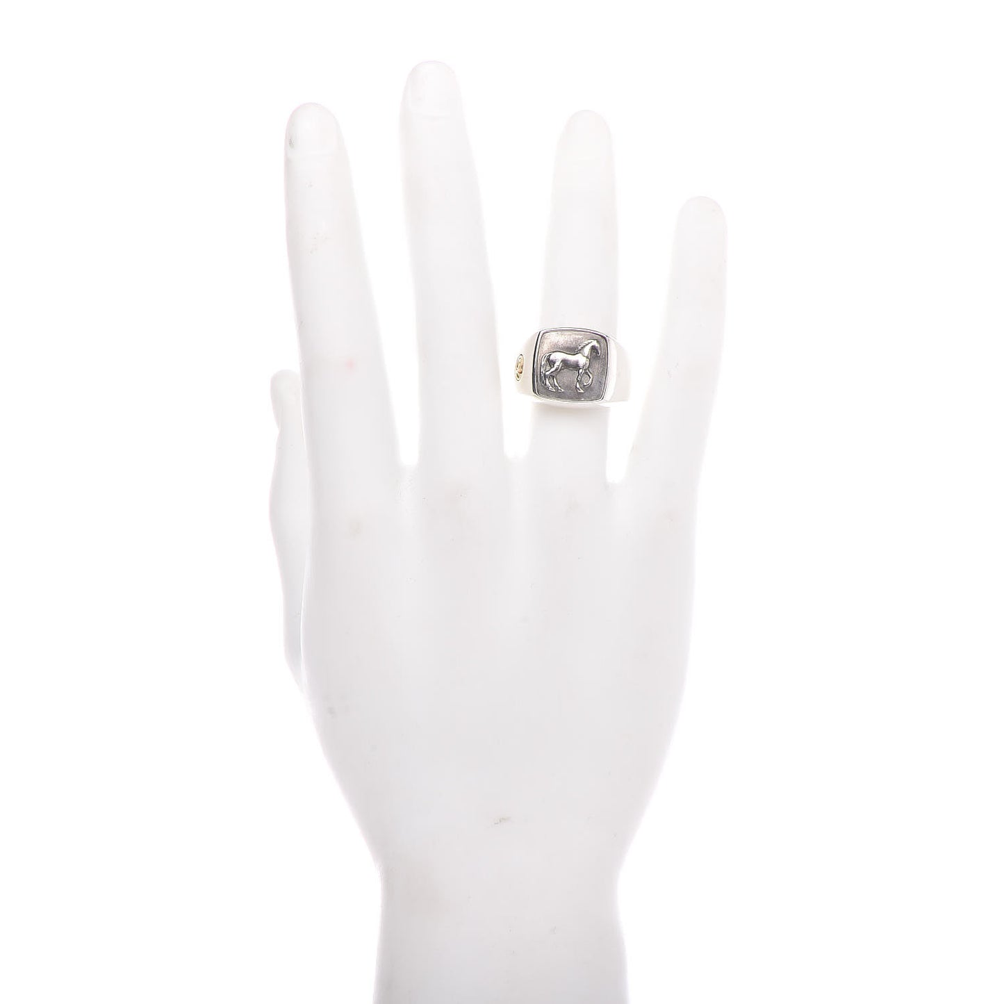 Sterling Silver 22K Yellow Gold Petrvs Horse Signet Ring 62 10