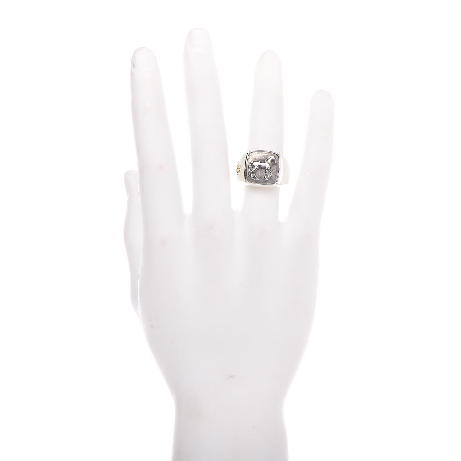 David Yurman Sterling Silver 22K Yellow Gold Petrvs Horse Signet Ring 62 10 2 of 6
