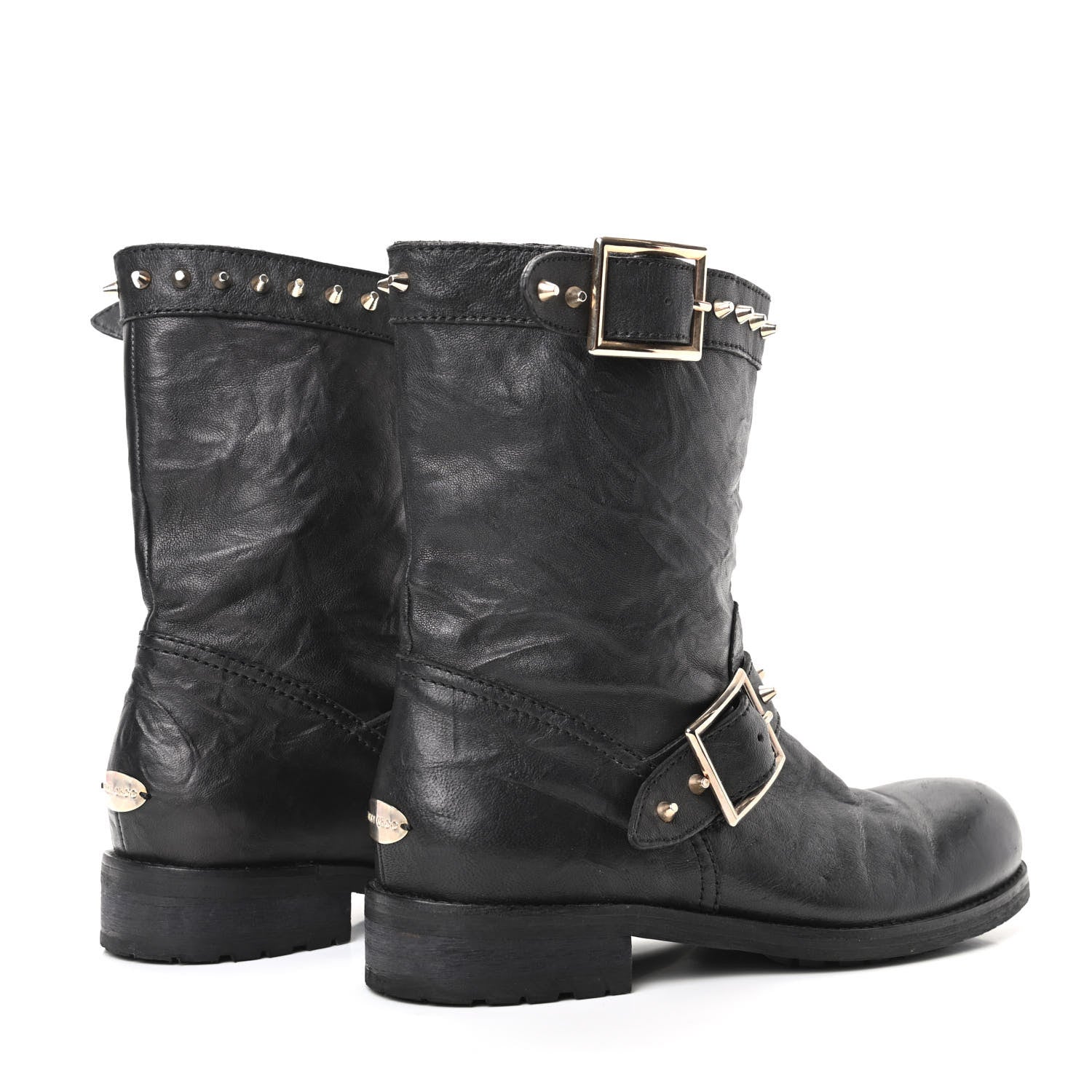 Jimmy Choo Studded Dash Biker Boots 37 Black 4 of 6