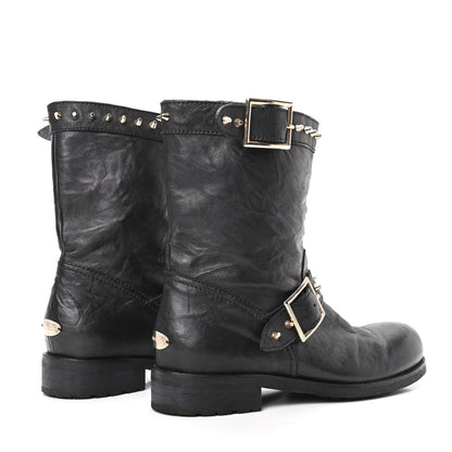 Jimmy Choo Studded Dash Biker Boots 37 Black 4 of 6