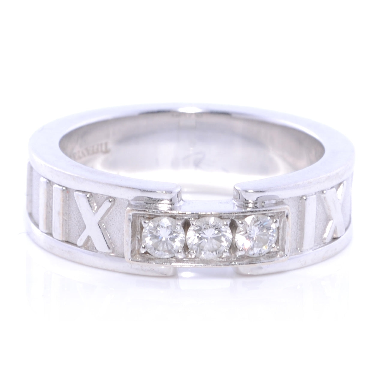 Tiffany 18k White Gold Diamond Atlas Ring 4.5 1 of 6