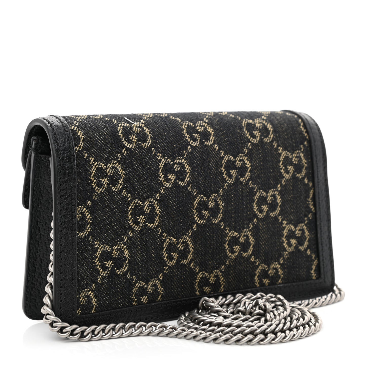 Jacquard Black Denim GG Monogram Super Mini Dionysus Shoulder Bag Black Ivory