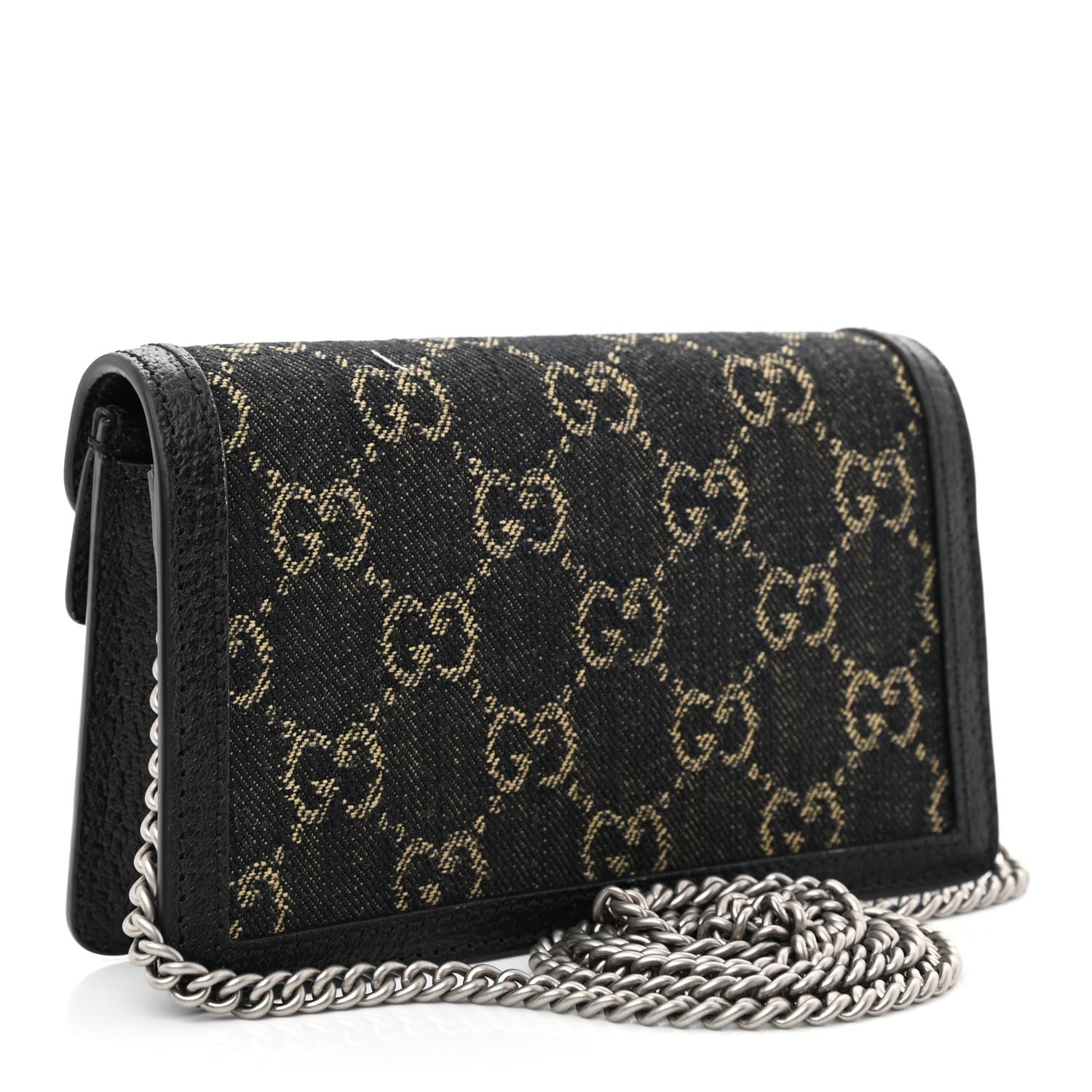 Gucci Jacquard Black Denim GG Monogram Super Mini Dionysus Shoulder Bag Black Ivory 3 of 10