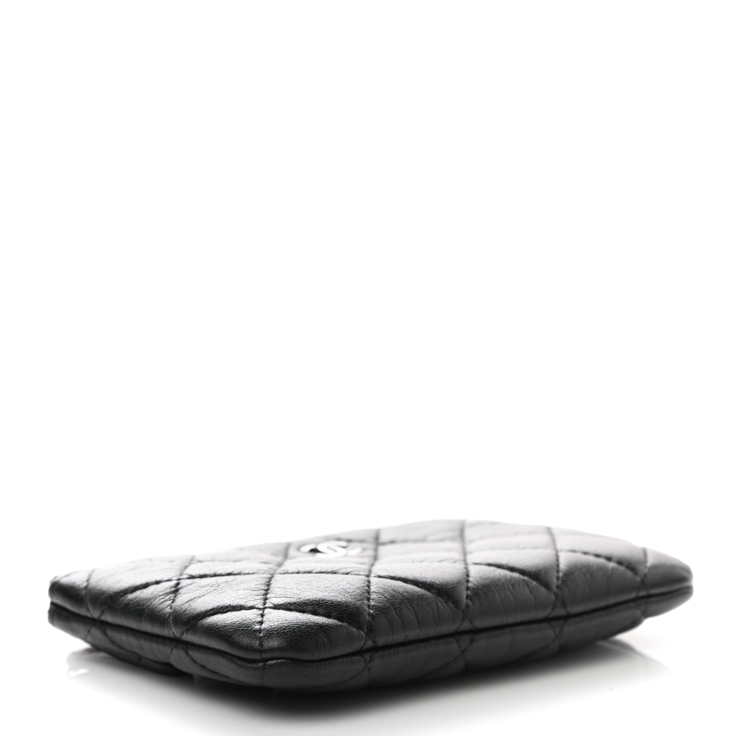 Lambskin Quilted Small Cosmetic Case Black