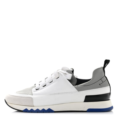 Hermes Technical Canvas Suede Goatskin Stadium Sneakers 42.5 White Grey 1 of 7