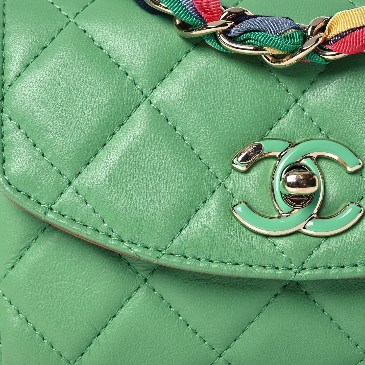 Lambskin Mixed Fibers Quilted Small Cocovado Flap Green