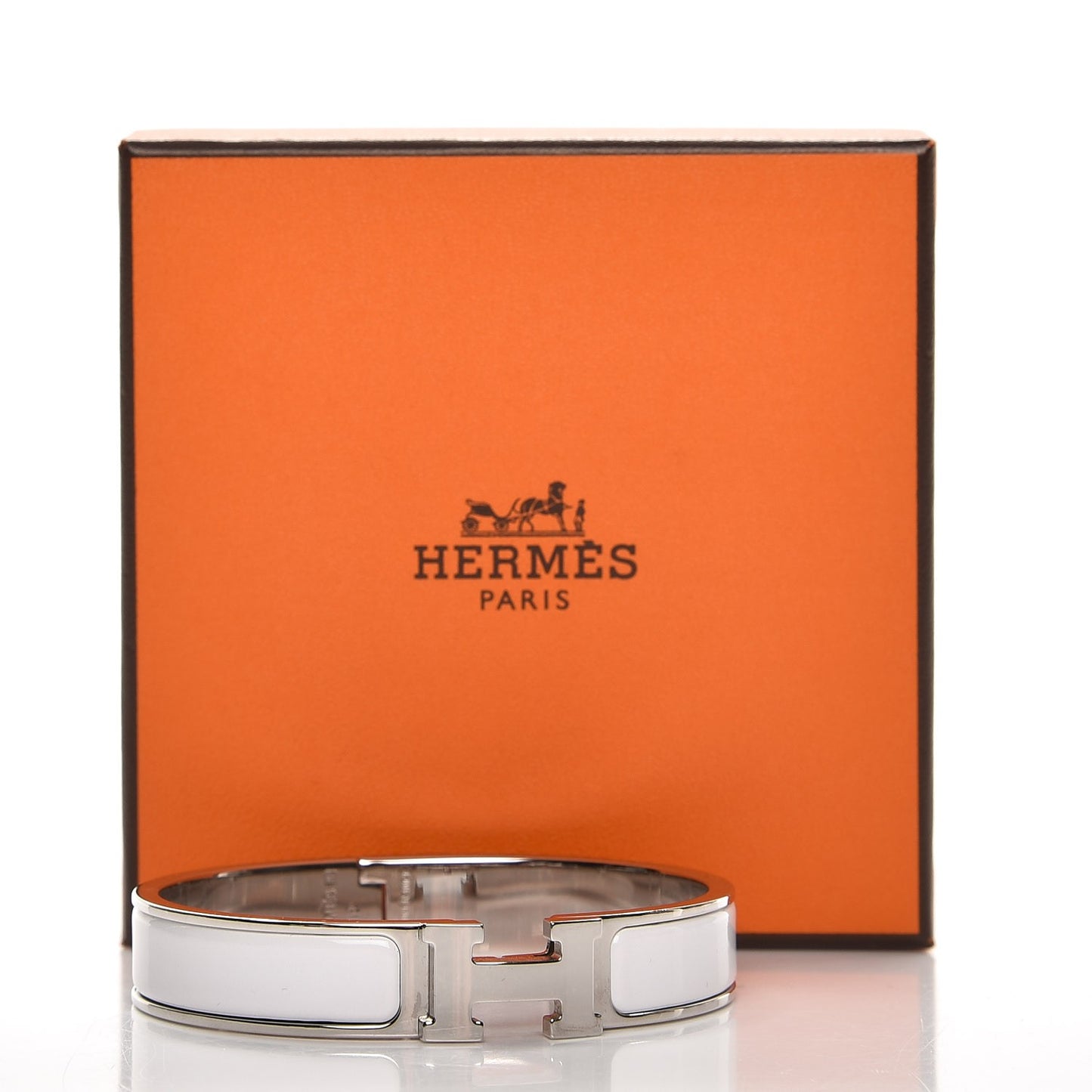 Enamel Narrow Clic Clac H Bracelet GM White