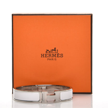 Hermes Enamel Narrow Clic Clac H Bracelet GM White 5 of 5
