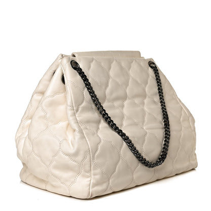 Chanel Lambskin Cells Accordion Tote Dark White 3 of 16