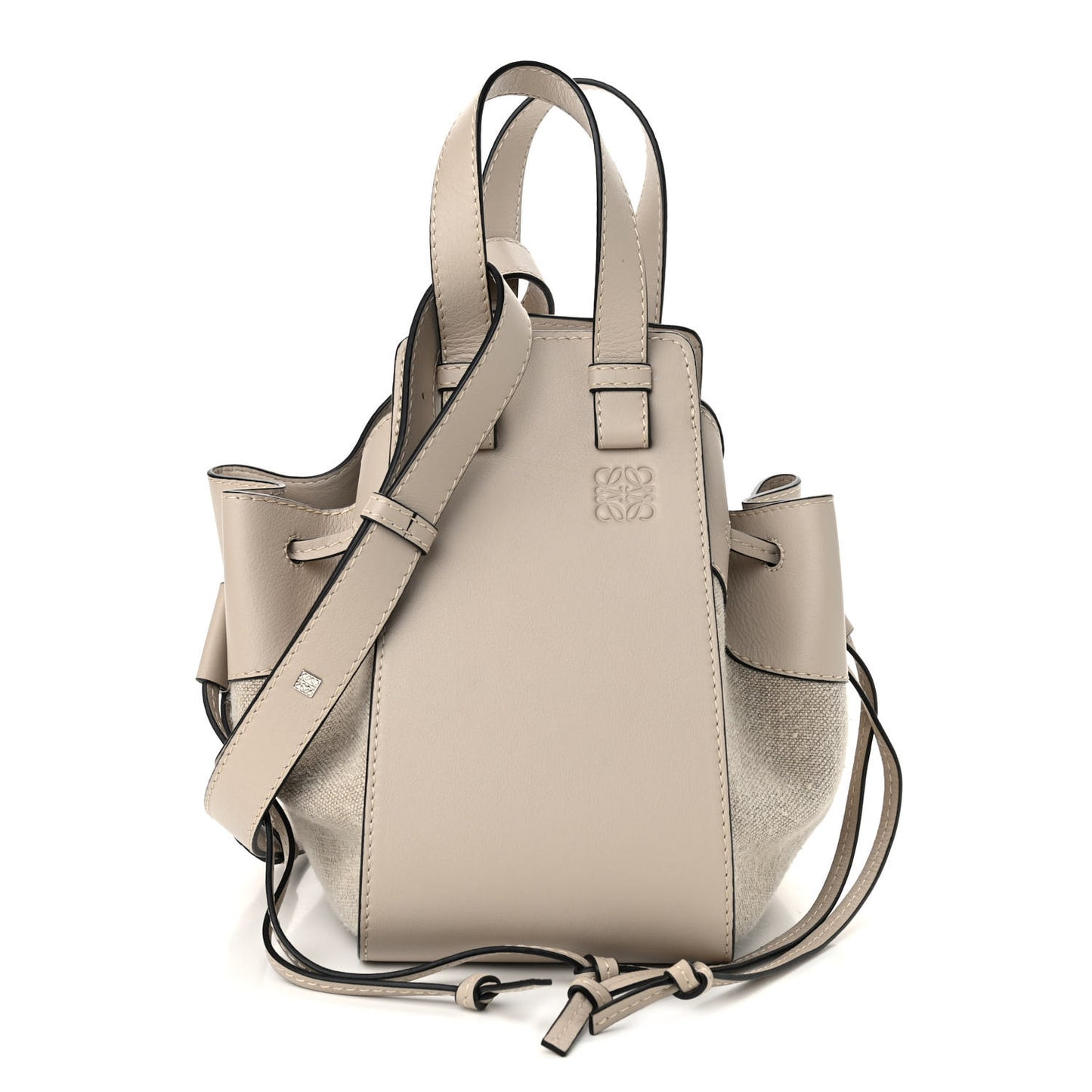 Calfskin Canvas Mini Hammock Shoulder Bag Natural Light Oat