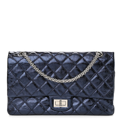 Chanel Metallic Aged Calfskin Quilted 2.55 Reissue 227 Flap Dark Navy Blue 1 of 10