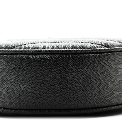 Saint Laurent Grain De Poudre Matelasse Chevron Quilted Round Vinyle Camera Bag Black 9 of 9
