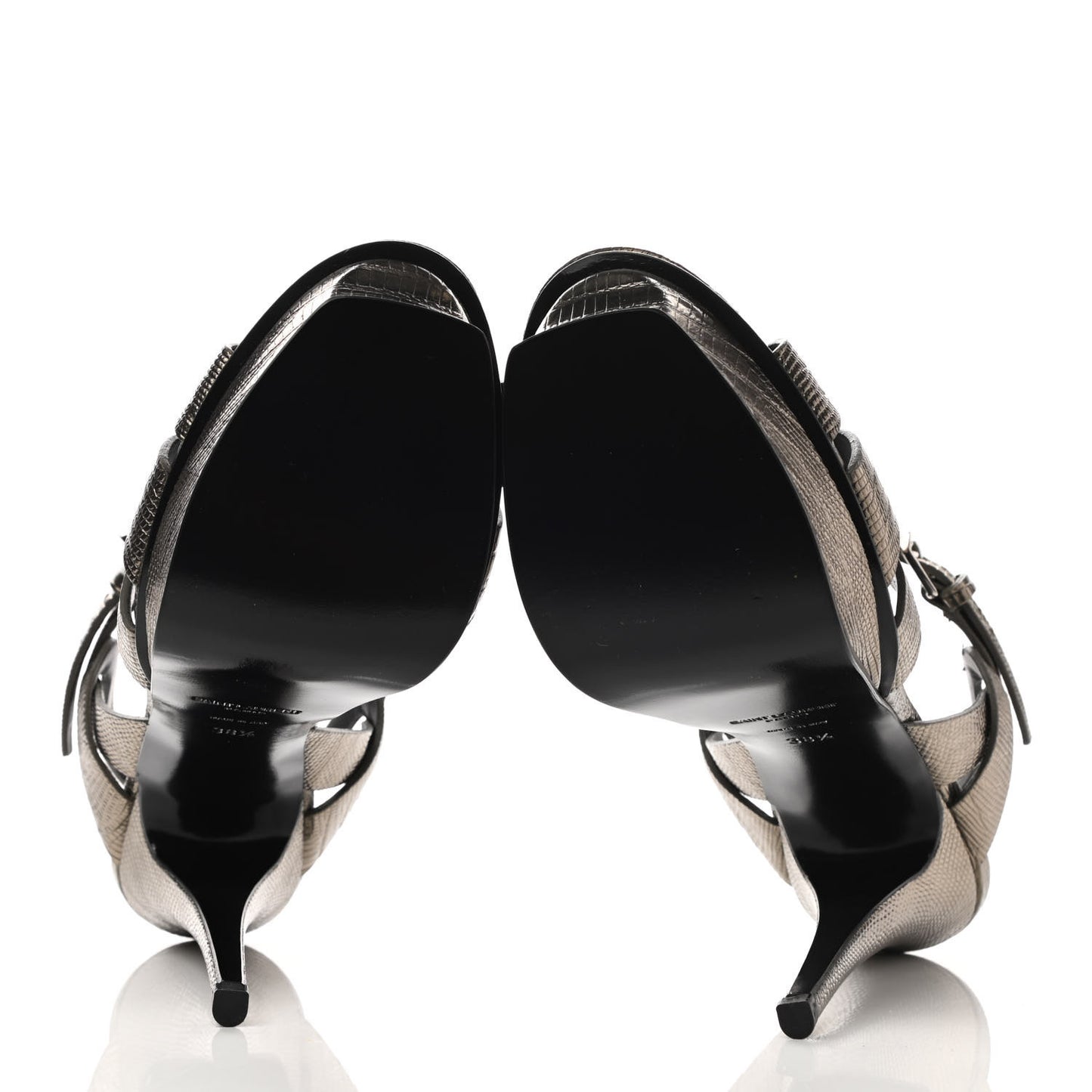 Calfskin Lizard Embossed Tribute 105 Platform Sandals 38.5 Topas