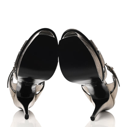 Saint Laurent Calfskin Lizard Embossed Tribute 105 Platform Sandals 38.5 Topas 6 of 11