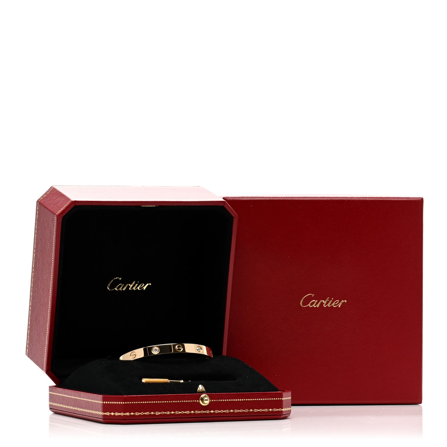 18K Yellow Gold 4 Diamond LOVE Bracelet 17