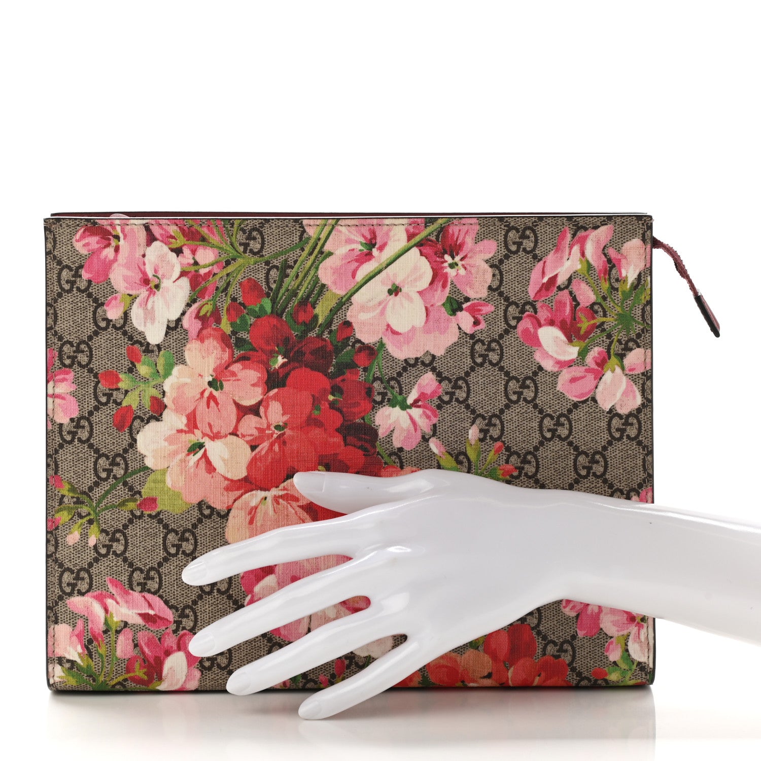 Gucci GG Supreme Monogram Blooms Large Cosmetic Case Beige Multicolor Dry Rose 2 of 7