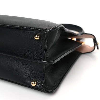 Fendi Vitello Seta Shiny Nappa Medium Peekaboo I SEE U Satchel Black Light Rose 9 of 9