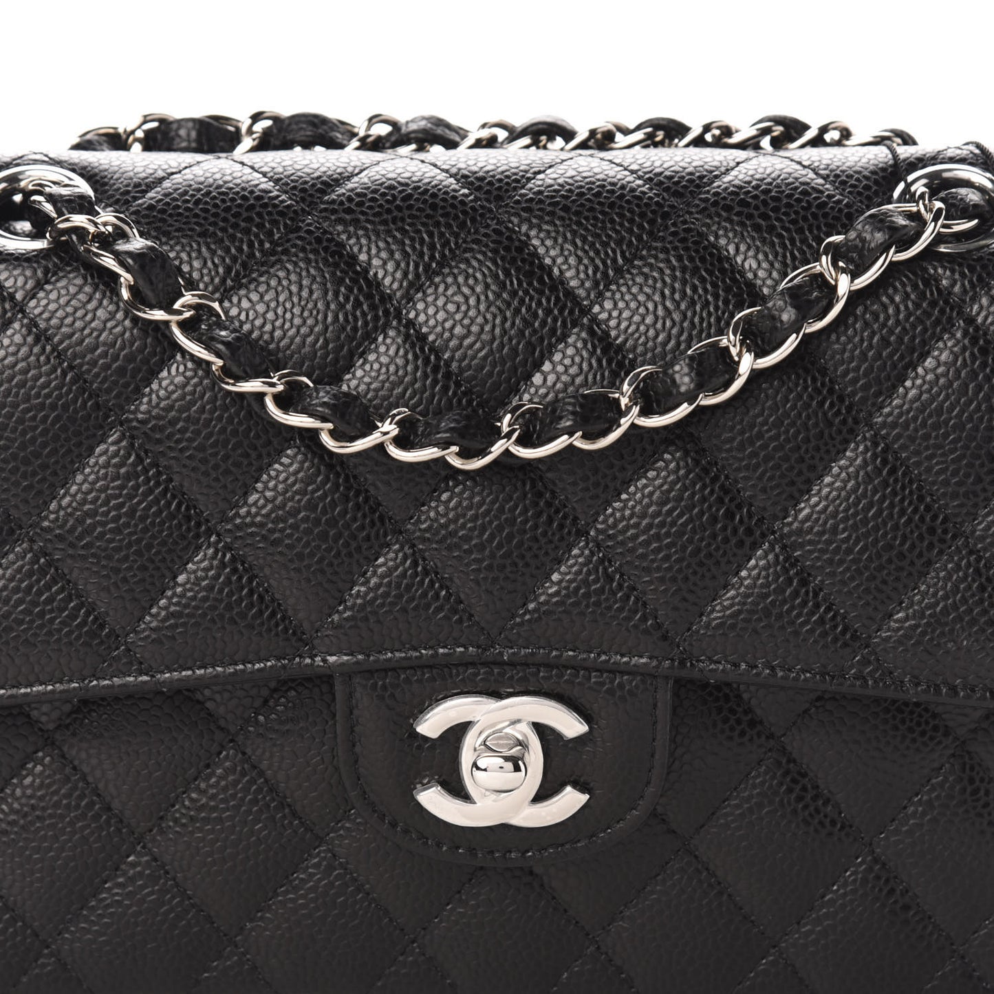 Caviar Quilted Small Double Flap Black