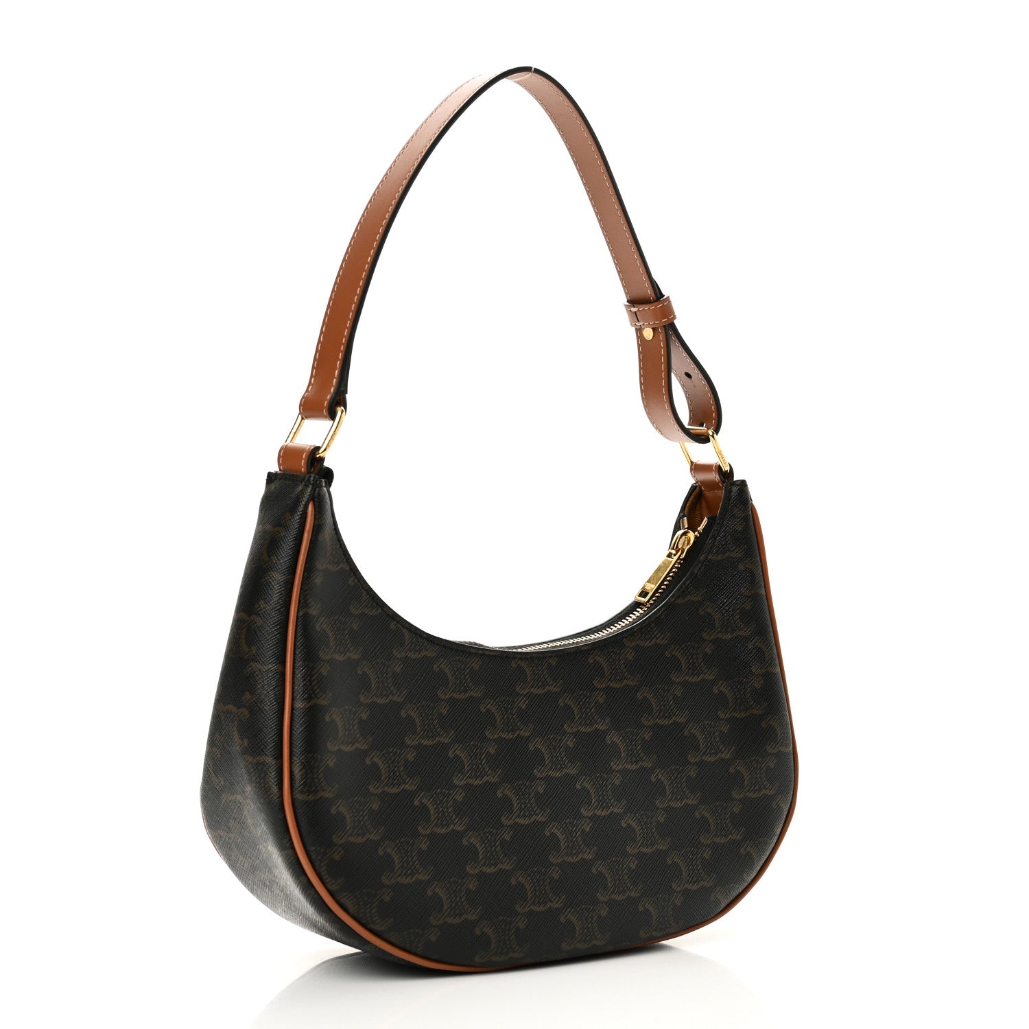 Celine Triomphe Canvas Calfskin Ava Shoulder Bag Tan 3 of 9