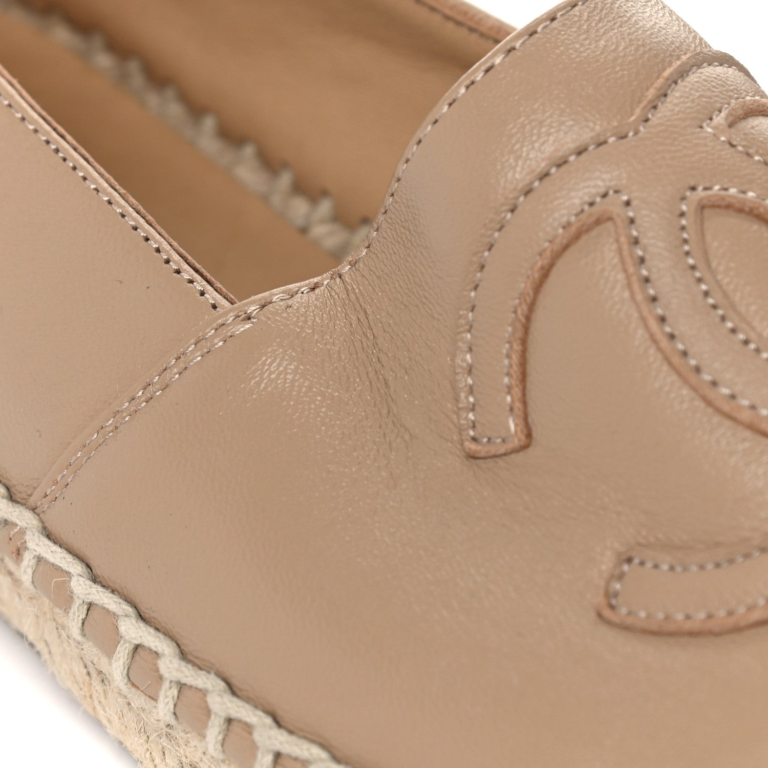 Chanel Lambskin CC Espadrilles 39 Beige Black 16 of 16