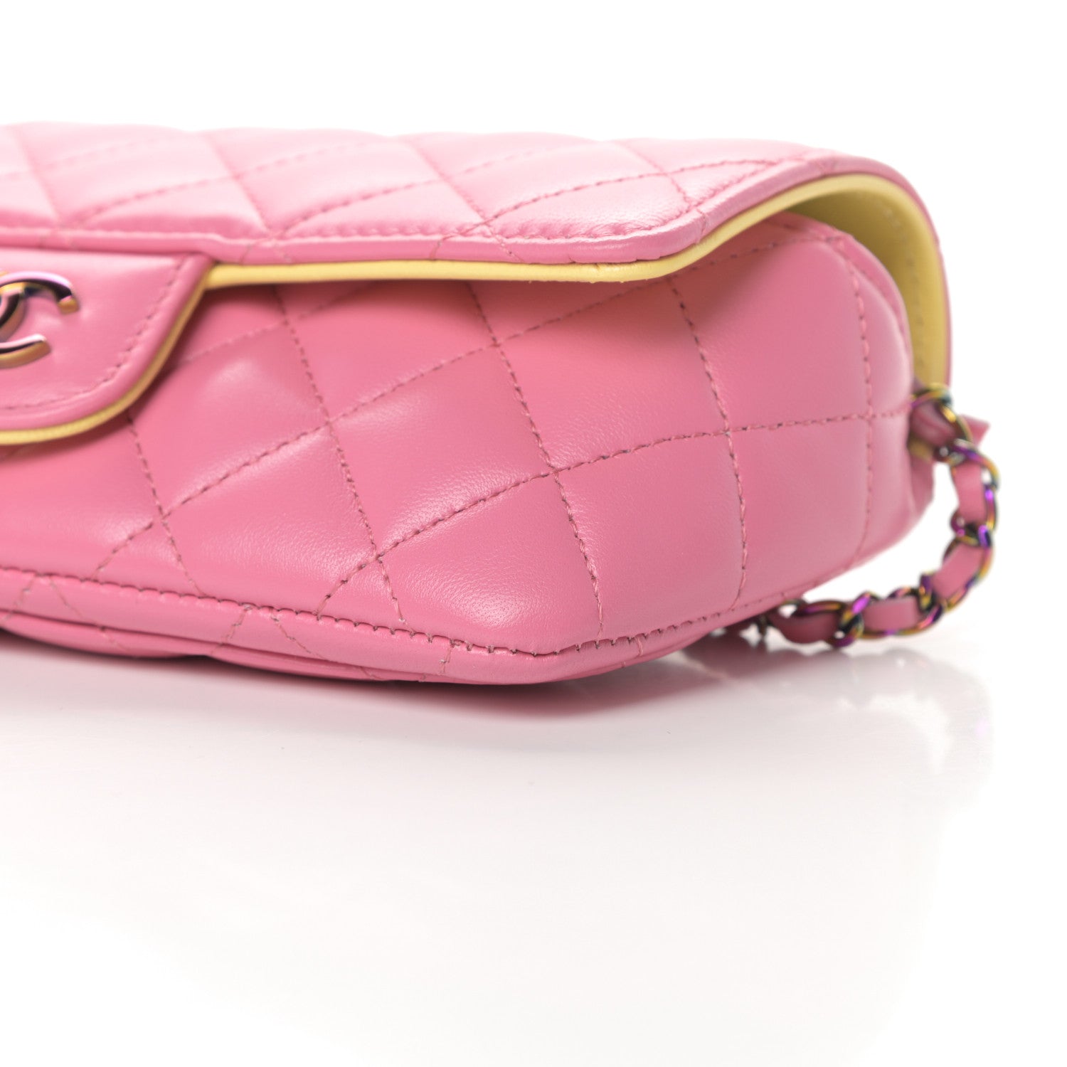 Chanel Lambskin Quilted Glasses Case With Chain Pink Yellow 11 of 12