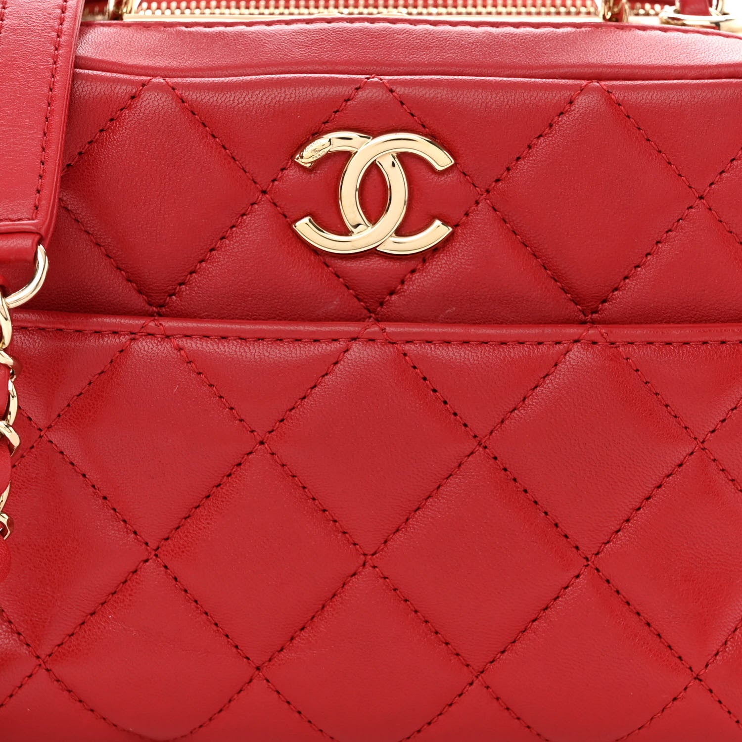 Chanel Lambskin Quilted Small Trendy CC Bowling Bag Red 10 of 13