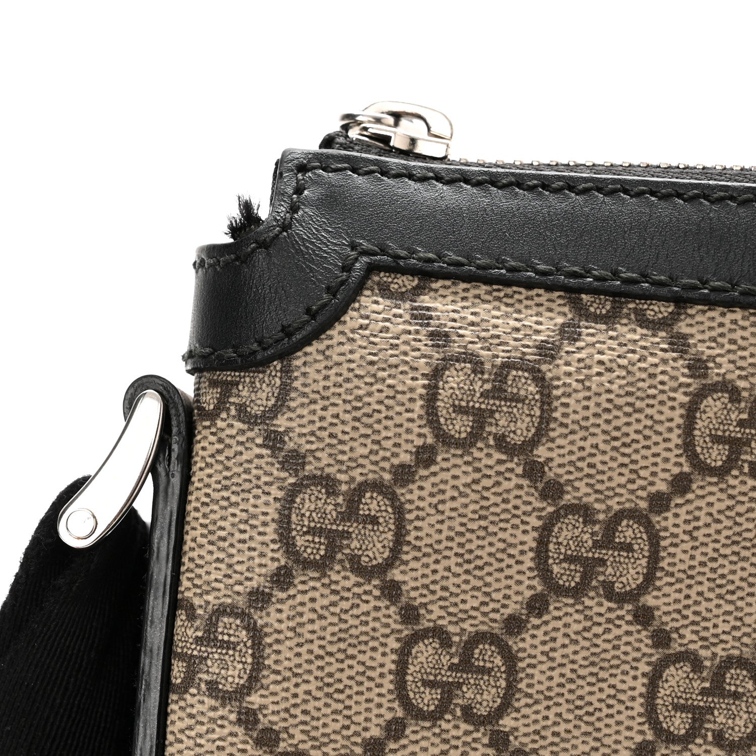 Gucci GG Supreme Monogram Web Messenger Bag Black 11 of 13