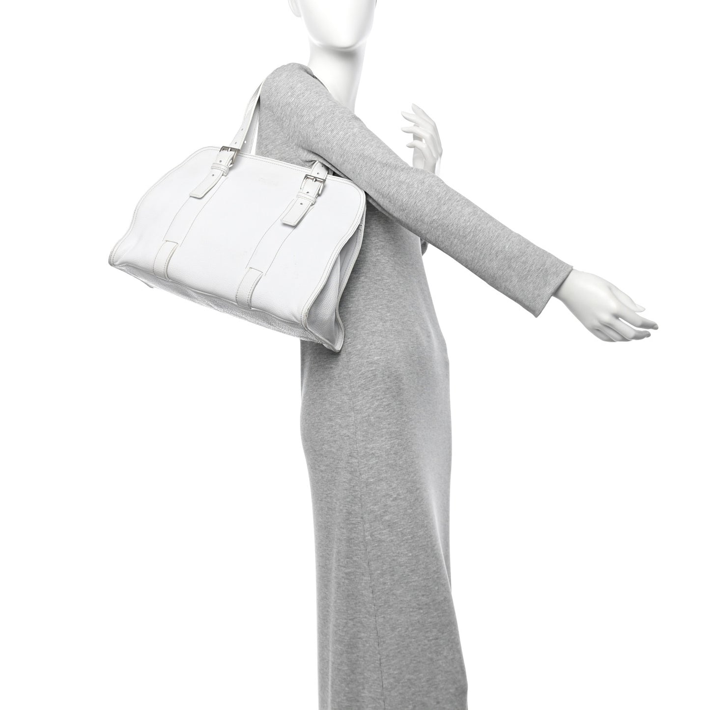 Vitello Daino Shoulder Bag White