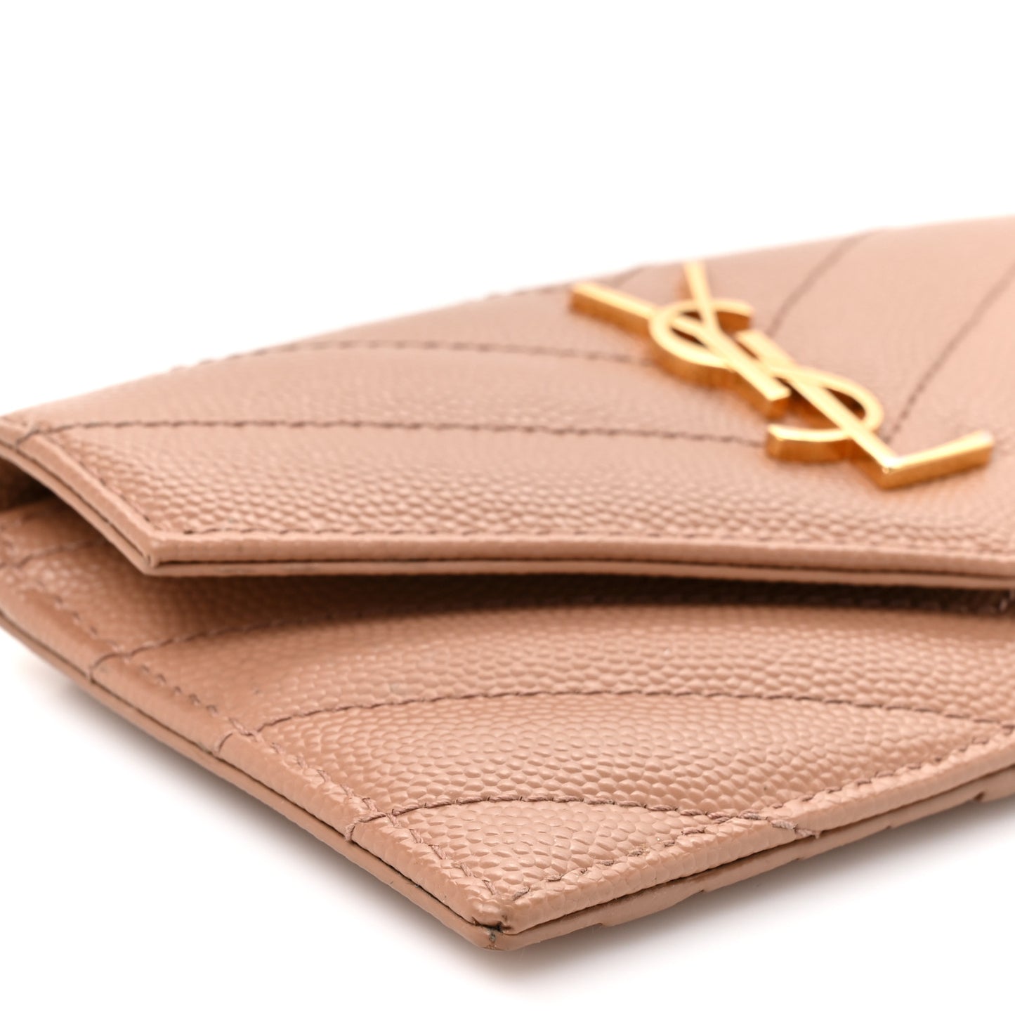 Grain De Poudre Matelasse Chevron Monogram Compact Wallet Vintage Peach