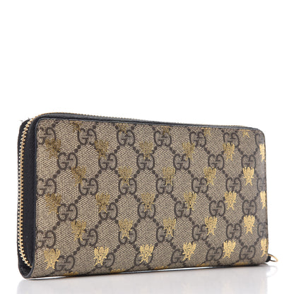 Gucci GG Supreme Monogram Bees Zip Around Wallet 3 of 10