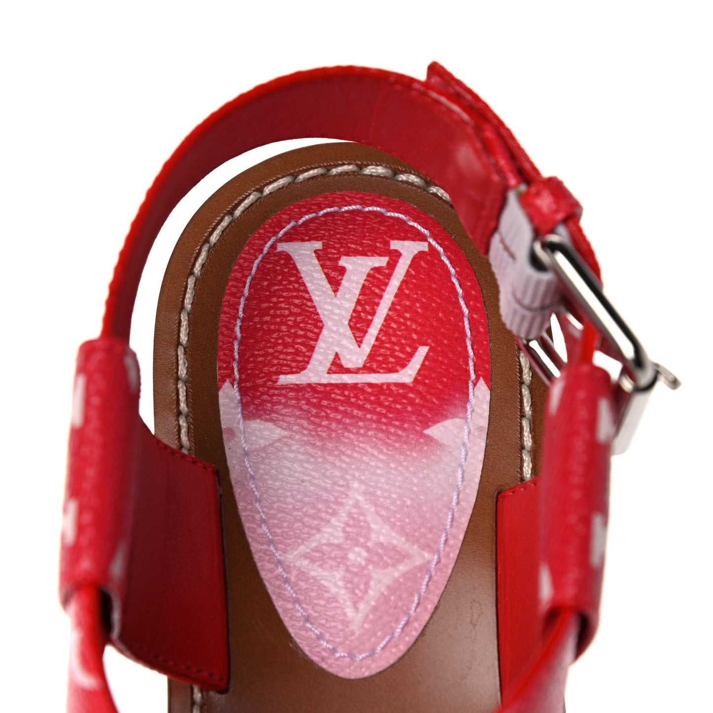 Monogram Escale Palma Flat Sandals 37 Rouge