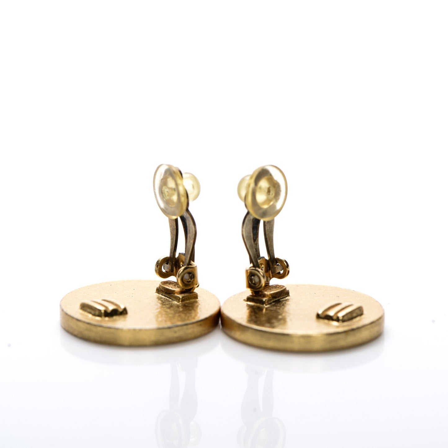 Enamel CC Clip On Earrings Black Gold