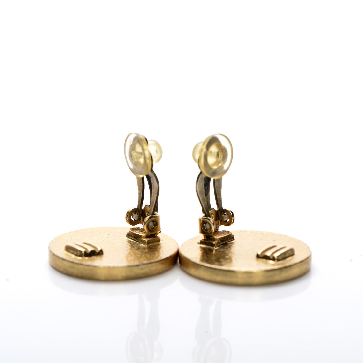 Chanel Enamel CC Clip On Earrings Black Gold 3 of 4