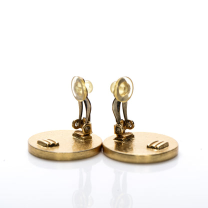Chanel Enamel CC Clip On Earrings Black Gold 3 of 4