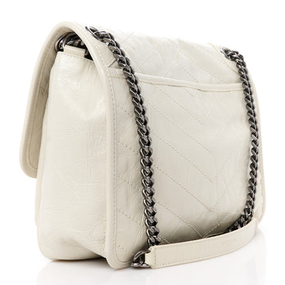 Saint Laurent Crinkled Calfskin Matelasse Monogram Medium Niki Chain Satchel Crema Soft 3 of 11