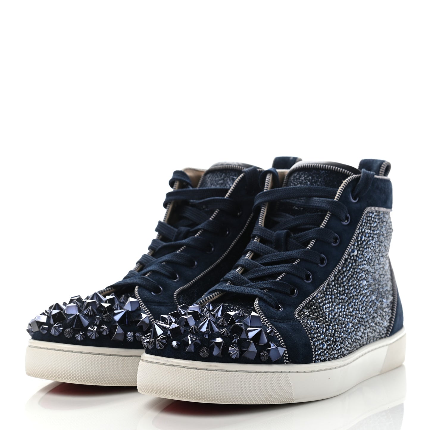 Calfskin Veau Velours Strass Mens Louis Spikes Flat Sneakers 42