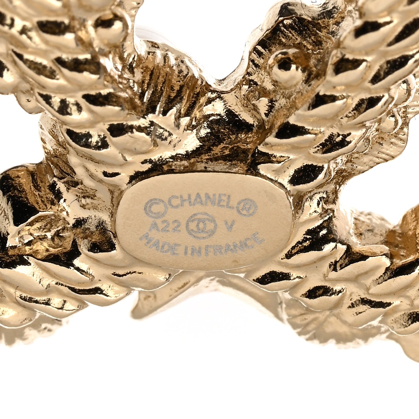 Crystal Pearl CC Charms Brooch Gold