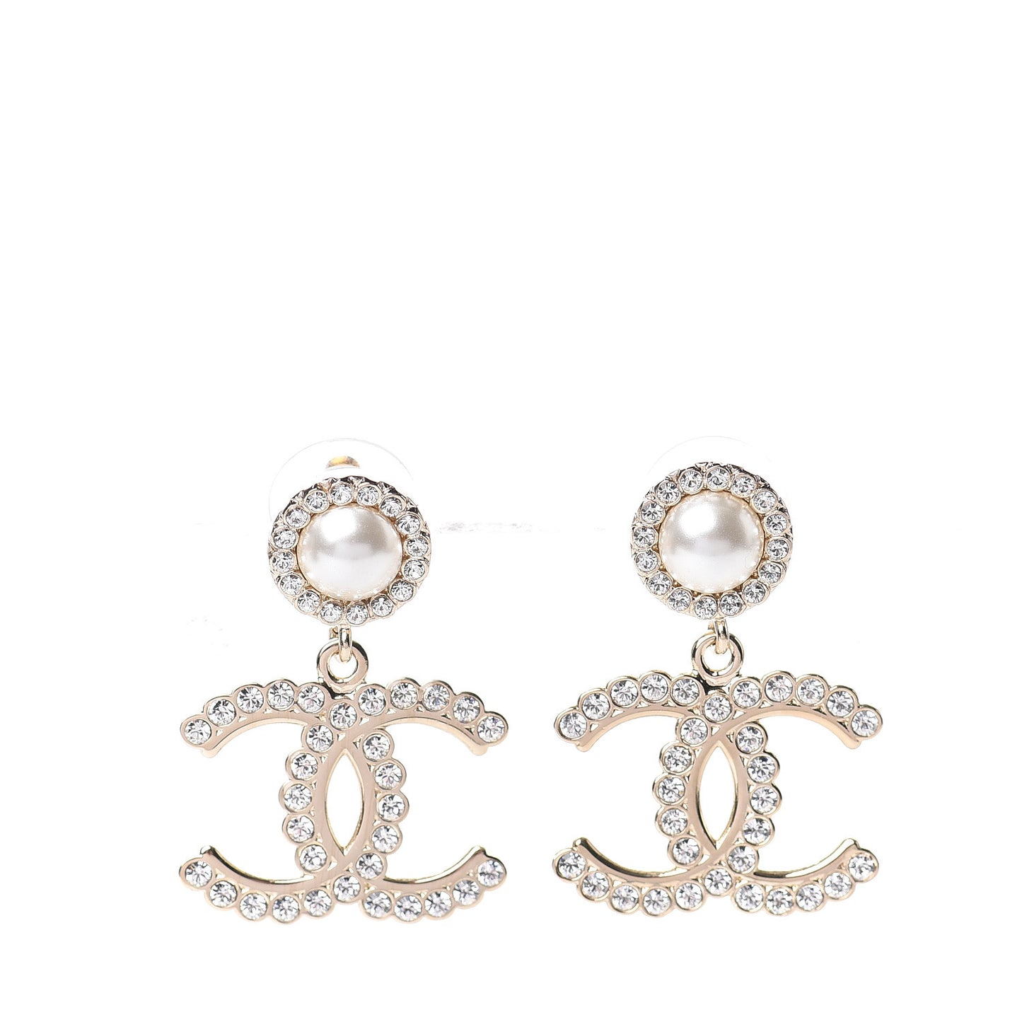 Crystal Pearl Bow-tiful CC Drop Earrings Gold