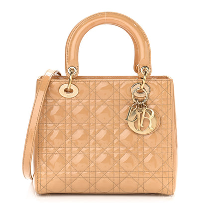 Christian Dior Patent Cannage Medium Lady Dior Beige 1 of 9
